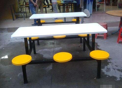 六人玻璃钢圆凳食堂餐桌  产品编号：JL--CZ46