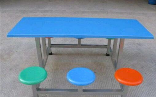 六人玻璃钢圆凳食堂餐桌  产品编号：JL--CZ42